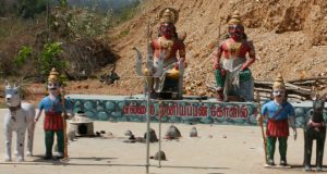 Community idols and sacred stones. There are millions of these displays throughout India.